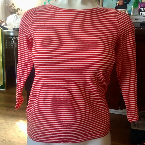 J Crew, Stylish red and white striped top, M - Picture 1 of 6